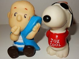 ConAgra Peanuts Snoopy &quot;Joe Cool&quot; &amp; Linus Vinyl Squeak Dog Toys - £6.87 GBP