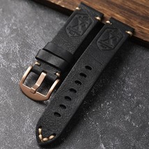 Premium Italian Leather Handmade Watch Strap 22mm Flottiglia Black Rose Gold - £23.64 GBP