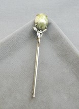 Victorian Sterling Green Marbled Scottish Agate Pin Brooch - $125.00