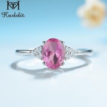 KE004P Solid 925 Sterling Silver Rings For Women Created Pink Ruby Emerald Gemst - £20.32 GBP