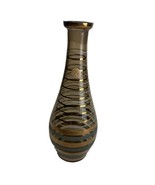 bohemia glass czechoslovakia MCM Smokey Brown Gold Striped Glass decante... - $34.64