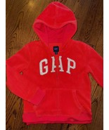 GAP Girls Red Jacket Full Zip White Sequin Hooded Fleece Size L 10 ~ Wor... - $7.52