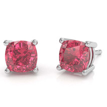 Pink Tourmaline 6mm Cushion Stud Earrings in 10k White Gold - £279.84 GBP