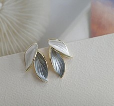 Leaf Earrings, Art Nouveau Studs, Leaf Wedding Earrings, Gold Bridal Studs, Leaf - £20.94 GBP