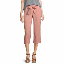 Liz Claiborne Belted Cropped Pants Size  XX-LARGE Rose Dawn Solid New - £21.39 GBP