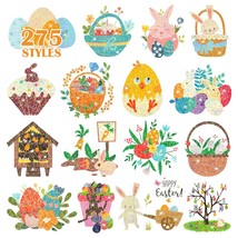 275 Glitter Styles 28 Sheets Easter Kids Tattoos for Party Supplies East... - $18.37