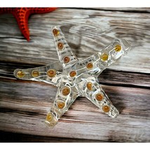 Vintage Starfish Pendant Clear Acrylic Orange Dots Beach Ocean Sea Life - £7.47 GBP