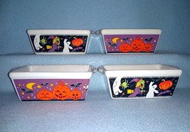 Michaels Holloween 4 Mini Loaf Pans 2 Designs Stoneware - £7.95 GBP