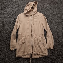 American Eagle Lightweight Hooded Khaki Coat Women Small Beige Full Zip Mid - $17.05