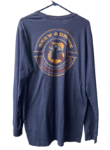 Izod Saltwater Long Sleeved T Shirt Mens Large Blue Brew and Drink Social Club - £11.59 GBP