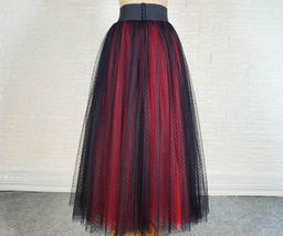 Black Navy A-line Midi Tulle Skirt Outfit Women Plus Size Fluffy Tulle Skirt image 6