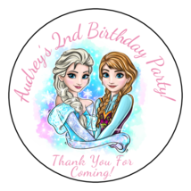 12 Personalized Elsa &amp; Anna Birthday Party Stickers Favors tags 2.5&quot; Custom - £9.53 GBP