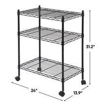 3 Tier Unit Shelving Metal Wire Rack Organizer Adjustable Shelve With 4 ... - £49.20 GBP
