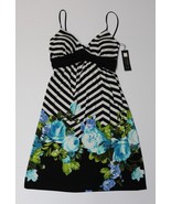 Carole Little NWT Woman&#39;s Black/White/Blue (Blue/White Roses) Dress - Si... - $34.99