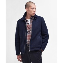 Barbour men&#39;s Foulton Wool Zip Through Designer Jacket, Navy Blue, Size XL - £167.39 GBP