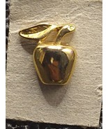Vtg Unsigned Gold Tone Apple Fruit and Leaf Lapel Tack Pin Brooch - $10.88
