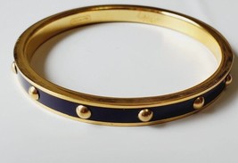 Coach Raised Dots Bangle Bracelet Gold W Dk Purple Enamel 1/4 Inch New W/O Tags - £30.54 GBP