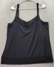 Chico&#39;s Cami Tank Top Womens Size 3 Black Lace Trim Adjustable Spaghetti Straps - £13.97 GBP