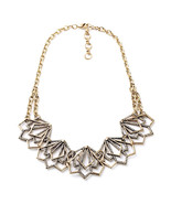 Brass + Pave Geometric Fan Collar Statement Necklace, Vintage Art Deco S... - £17.58 GBP