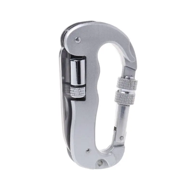 Outdoor EDC Folding Tool Multi Function Carabiner Hiking Camping Saw Knife LED - £10.23 GBP