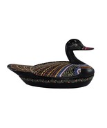 Vintage Hand Painted Lacquerware Duck Trinket Box Folk Art Large 14&quot; - £23.75 GBP