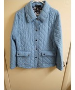 Margaret Francis Size 8 Light Blue Quilted Jacket Front Pockets Snap Cuffs - $14.39