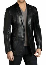 Brand New Men&#39;s Genuine soft Lambskin Leather Blazer Jacket 2 BUTTON Coat - £109.01 GBP