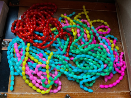 Huge Lot of Aqua &amp; Grass Green Blue Yellow Orange &amp; Hot Pink Glass Pear Shaped - £10.99 GBP