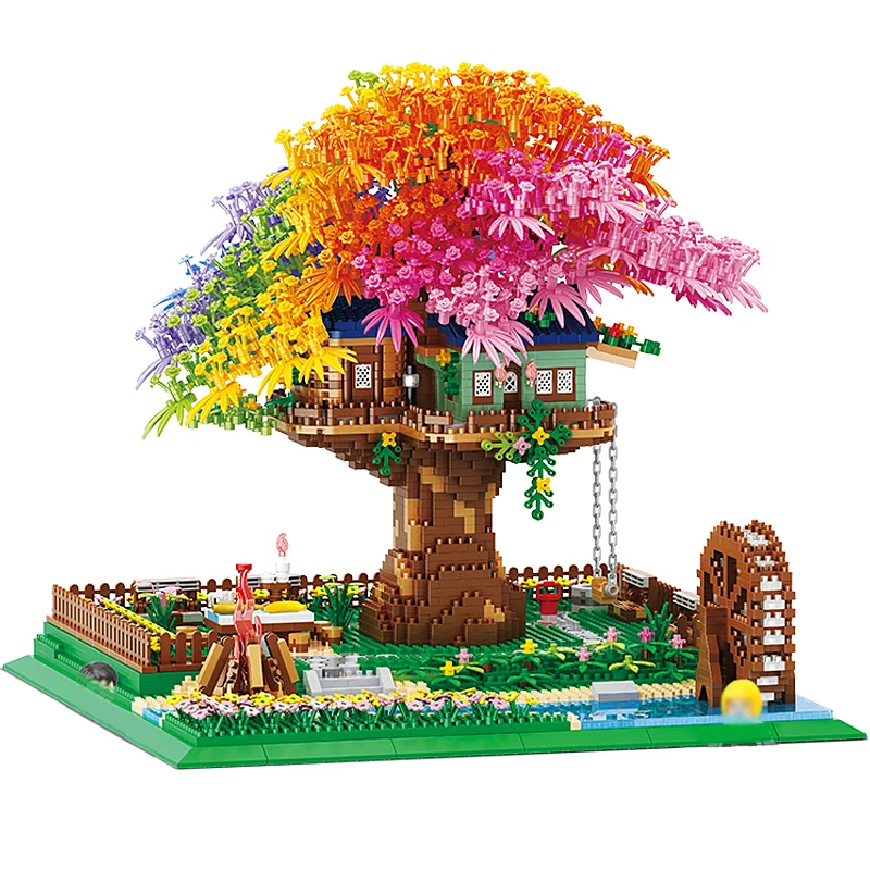  tree house building blocks city street viewwater wheel model assemble micro brick toys thumb200