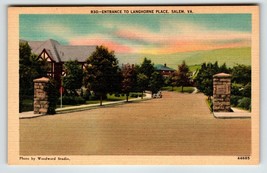 Entrance To Langhorne Place Salem Virginia Postcard Linen Unposted VA Old Car - £6.37 GBP