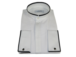 Mens CEREMONIA Tuxedo Formal Shirt 100% Cotton Banded Slim Fit #stn 33 HD White - £48.24 GBP