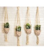 Set of 4 Decorative Cotton Frill Macrame Hanger Planter Clay Pots Wall D... - €42,92 EUR