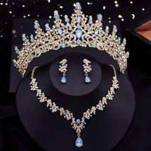 Water Drop Tiara Necklace earrings Set | Bride Jewelry Set | Wedding  Gr... - £31.16 GBP