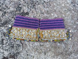 Rare handmade vintage leggings, sequins decorated hand knitted leggings - $35.00