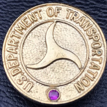 US Department Of Transportation Service Pin Vintage Gold Tone Purple Gem... - $9.95