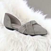 $198 Eileen Fisher d’Orsay Flats 6 Gray Suede Slip On Knotted Leather Th... - $106.72