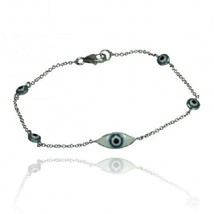 925 Sterling Silver Rhodium Plated Evil Eye Bracelet - £27.60 GBP