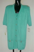 Aqua Button Down Long Cardigan Knit Sweater Size 8 NEW - $13.98