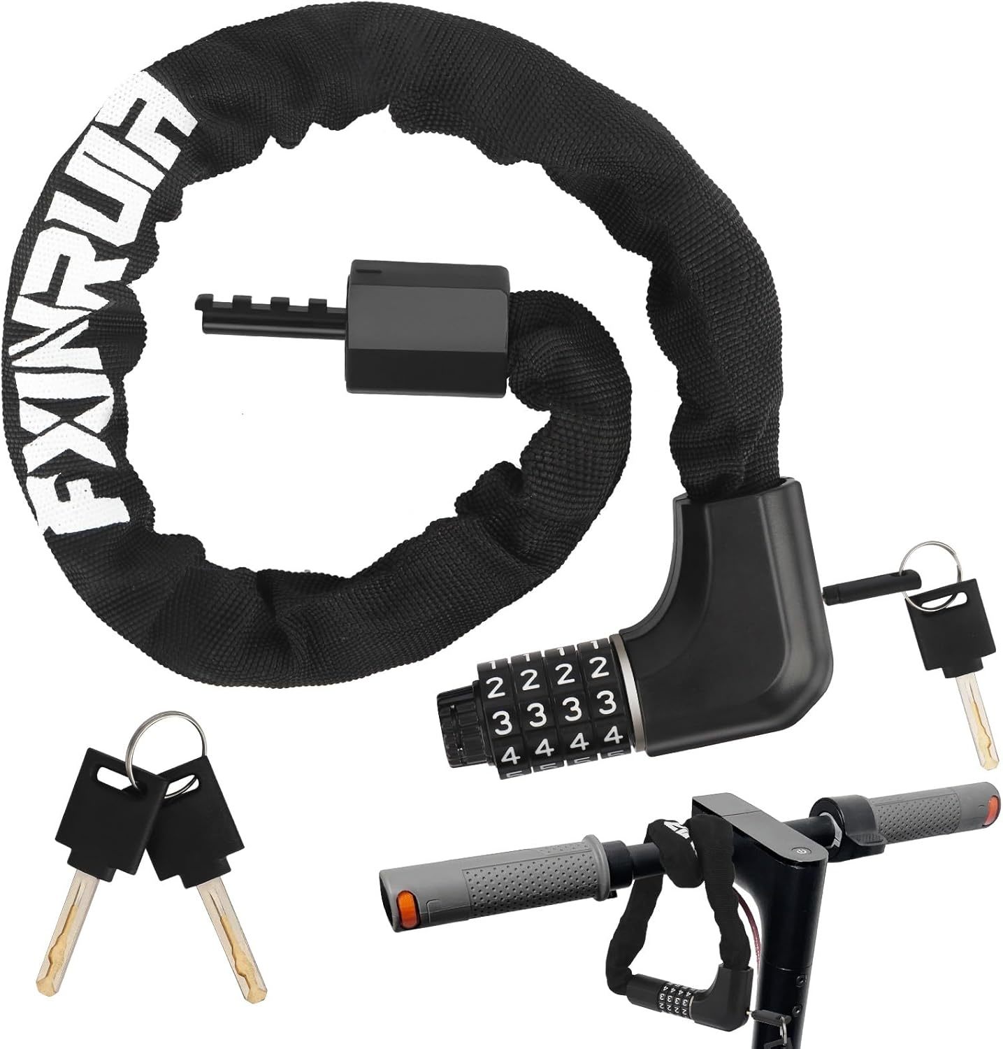 E Scooter Lock, Bicycle Chain Lock With 2 Unlock Methods Combination Hea... - $29.94