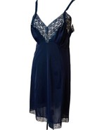 Vintage Artemis Full Slip 38C Lacey Nylon Blue Adjustable Straps - $19.88