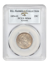 1854-O 25C PCGS MS64 (Arrows) ex: D.L. Hansen - £3,244.24 GBP