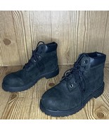 Timberland genuine leather black lace up nubuck boots Kids US 1 - $35.00