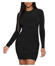 Mokoru Women&#39;s Sexy Basic Elegant long sleeved Ruched Bodycon Club Mini ... - £11.84 GBP