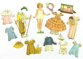 Vintage 1935 Shirley Temple Standing Paper Doll &amp; Clothing Set Saalfield... - £31.38 GBP