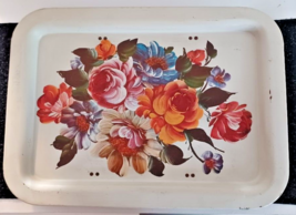 1960s Vintage Metal Tray for Bed Lap - Floral pattern 17” X 12” TRAY ONLY - £11.19 GBP