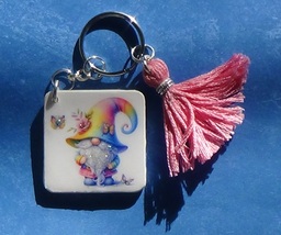 Cute Colorful Gnome - Handmade Keychain - $15.00