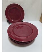 Pier 1 Exclusive Swirl Salad Plates Made Japan Red Wine 8" diameter 7 Pl... - $26.13