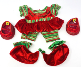 Build A Bear Christmas Holiday Elf Costume + Bonus Shoes Girl Clothes Ou... - £15.66 GBP