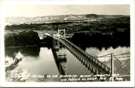 Vtg Postcard RPPC Marquette IA - Prarie Du Chien WI Suspension Bridge - £7.76 GBP