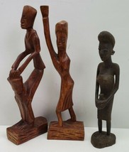 Antique Vtg Hand Carved Wood Primitive African Figurine Lot Fertility Woman Man  - £45.65 GBP